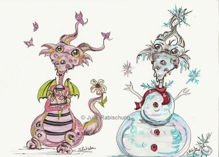 Little dragonlings of Winter and Spring by Julie Rabischung